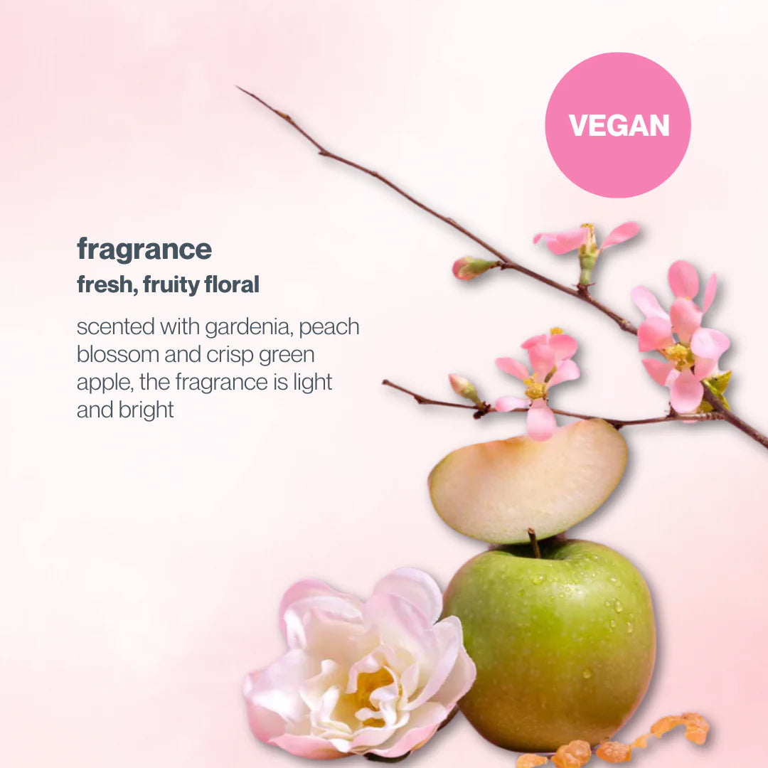 Flower Fragrance — fresh fruity floral with gardenia, peach blossom, crisp green apple