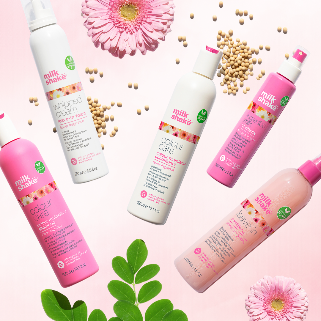 Milk_Shake Flower Fragrance Leave-in Conditioner shown with the rest of the range