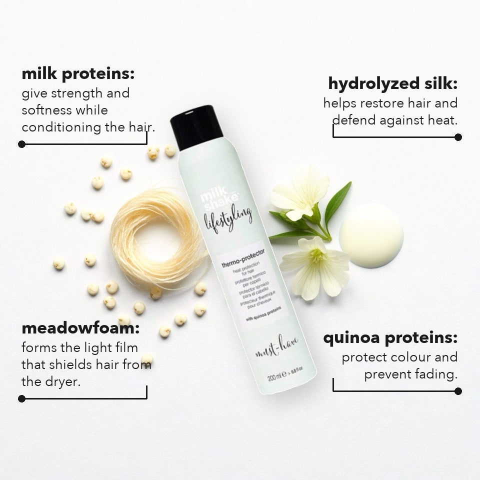 Milk_Shake Thermo Protector with milk proteins, hydrolyzed silk, meadowfoam and quinoa proteins